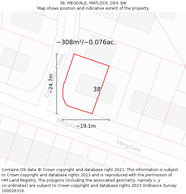 38, MEGDALE, MATLOCK, DE4 3JW: Plot and title map