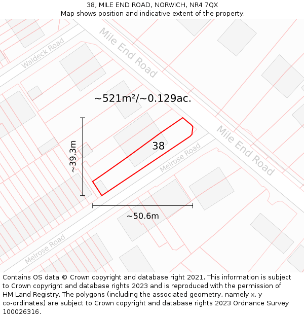 38, MILE END ROAD, NORWICH, NR4 7QX: Plot and title map