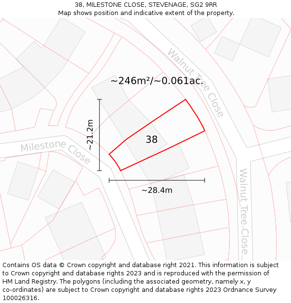 38, MILESTONE CLOSE, STEVENAGE, SG2 9RR: Plot and title map