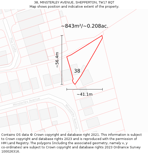 38, MINSTERLEY AVENUE, SHEPPERTON, TW17 8QT: Plot and title map