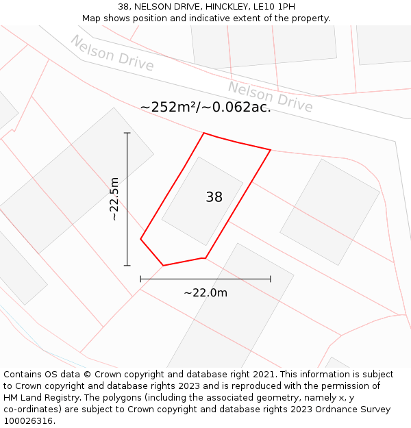 38, NELSON DRIVE, HINCKLEY, LE10 1PH: Plot and title map