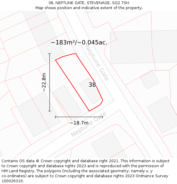 38, NEPTUNE GATE, STEVENAGE, SG2 7SH: Plot and title map
