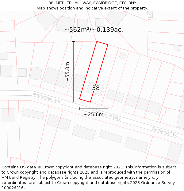 38, NETHERHALL WAY, CAMBRIDGE, CB1 8NY: Plot and title map