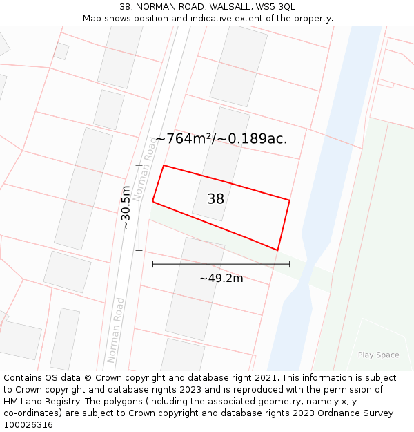 38, NORMAN ROAD, WALSALL, WS5 3QL: Plot and title map