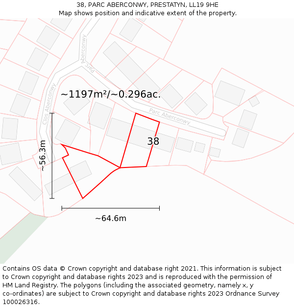 38, PARC ABERCONWY, PRESTATYN, LL19 9HE: Plot and title map