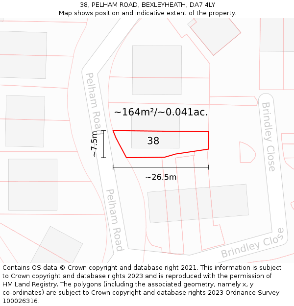 38, PELHAM ROAD, BEXLEYHEATH, DA7 4LY: Plot and title map