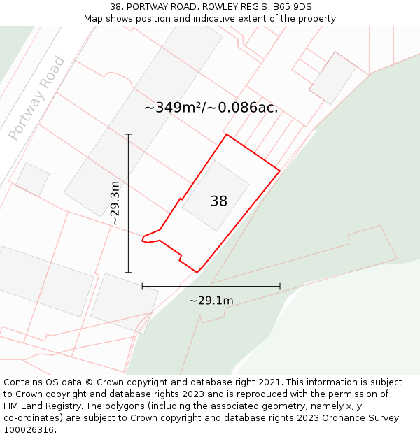 38, PORTWAY ROAD, ROWLEY REGIS, B65 9DS: Plot and title map