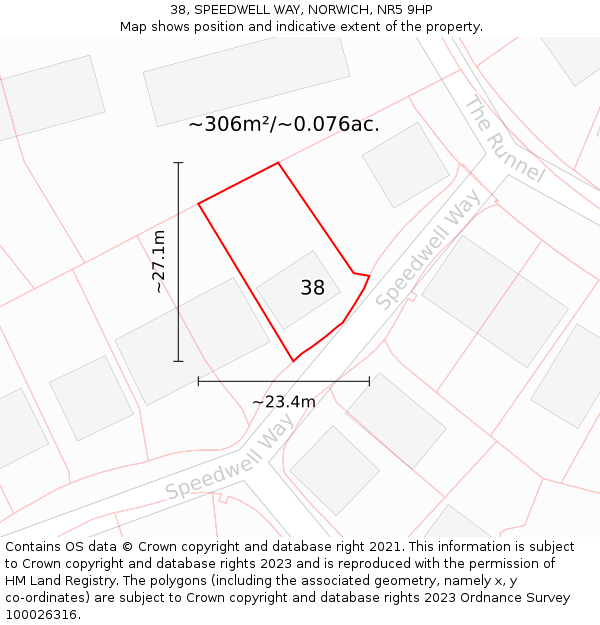 38, SPEEDWELL WAY, NORWICH, NR5 9HP: Plot and title map