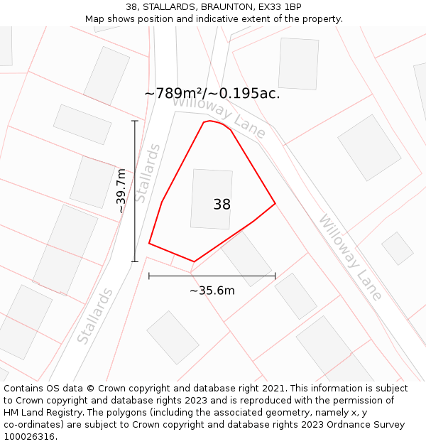 38, STALLARDS, BRAUNTON, EX33 1BP: Plot and title map
