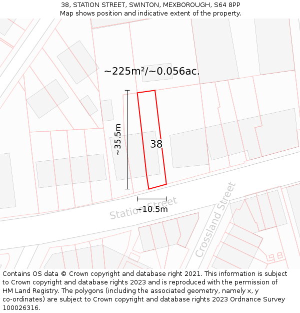 38, STATION STREET, SWINTON, MEXBOROUGH, S64 8PP: Plot and title map