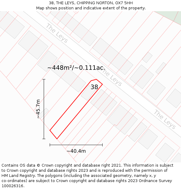 38, THE LEYS, CHIPPING NORTON, OX7 5HH: Plot and title map