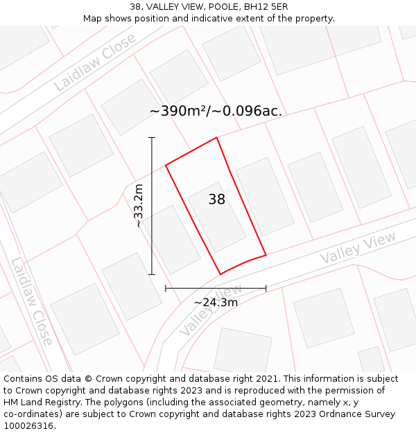 38, VALLEY VIEW, POOLE, BH12 5ER: Plot and title map