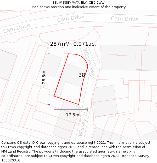 38, WISSEY WAY, ELY, CB6 2WW: Plot and title map