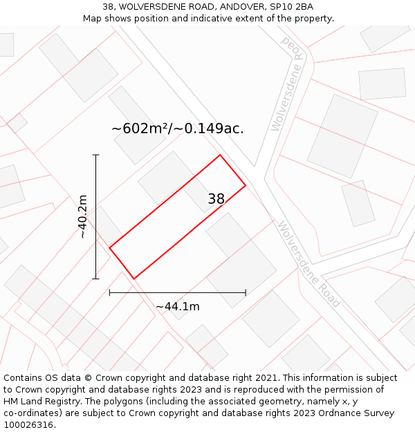 38, WOLVERSDENE ROAD, ANDOVER, SP10 2BA: Plot and title map