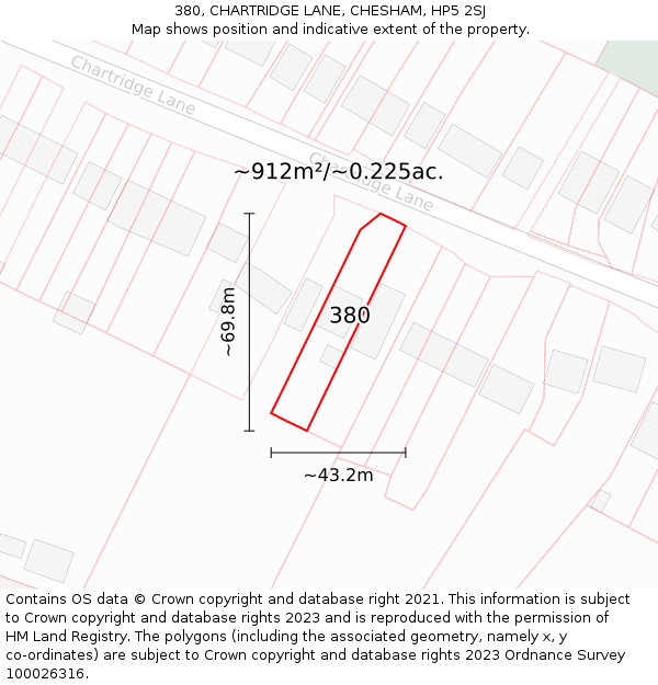 380, CHARTRIDGE LANE, CHESHAM, HP5 2SJ: Plot and title map