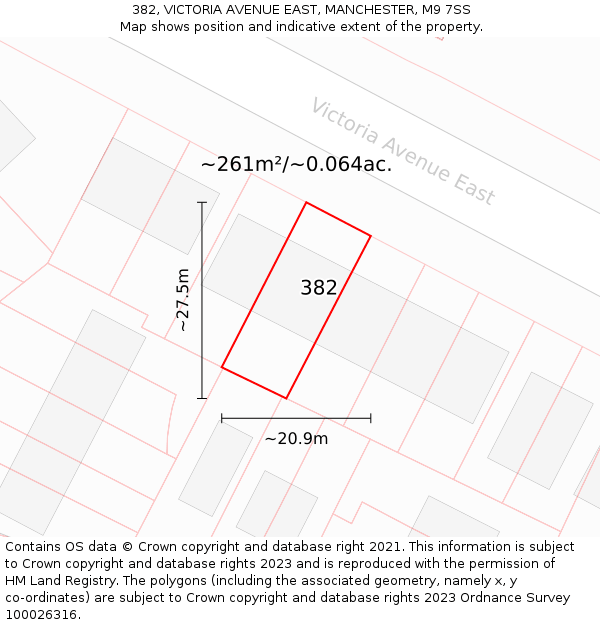 382, VICTORIA AVENUE EAST, MANCHESTER, M9 7SS: Plot and title map