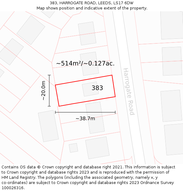 383, HARROGATE ROAD, LEEDS, LS17 6DW: Plot and title map