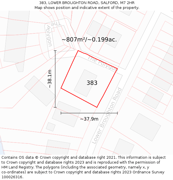 383, LOWER BROUGHTON ROAD, SALFORD, M7 2HR: Plot and title map