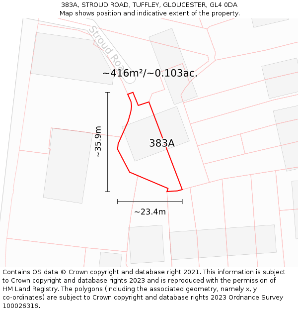 383A, STROUD ROAD, TUFFLEY, GLOUCESTER, GL4 0DA: Plot and title map