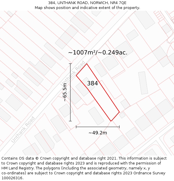 384, UNTHANK ROAD, NORWICH, NR4 7QE: Plot and title map