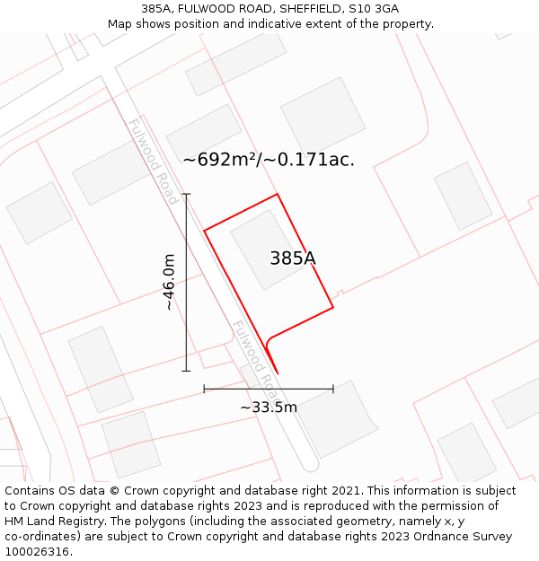 385A, FULWOOD ROAD, SHEFFIELD, S10 3GA: Plot and title map