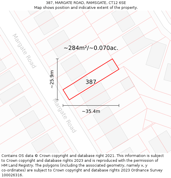 387, MARGATE ROAD, RAMSGATE, CT12 6SE: Plot and title map