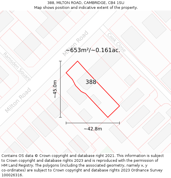 388, MILTON ROAD, CAMBRIDGE, CB4 1SU: Plot and title map