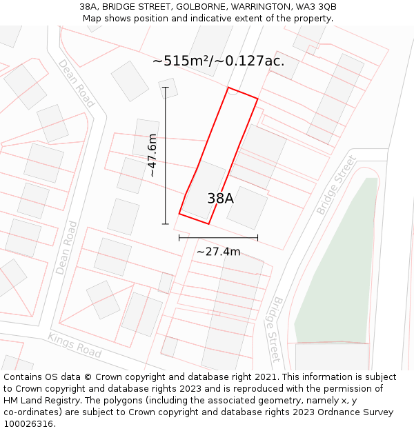 38A, BRIDGE STREET, GOLBORNE, WARRINGTON, WA3 3QB: Plot and title map