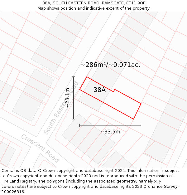 38A, SOUTH EASTERN ROAD, RAMSGATE, CT11 9QF: Plot and title map