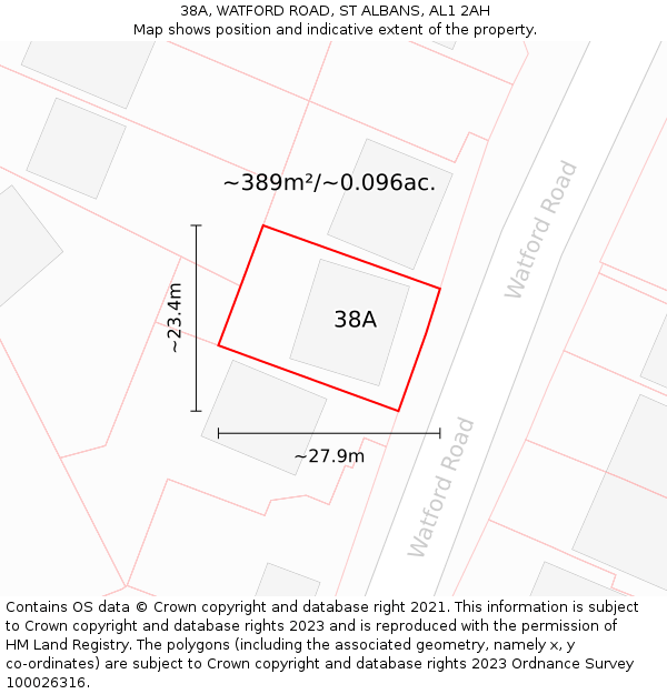 38A, WATFORD ROAD, ST ALBANS, AL1 2AH: Plot and title map