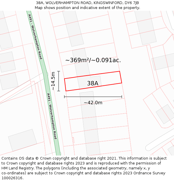 38A, WOLVERHAMPTON ROAD, KINGSWINFORD, DY6 7JB: Plot and title map