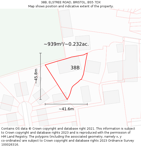 38B, ELSTREE ROAD, BRISTOL, BS5 7DX: Plot and title map