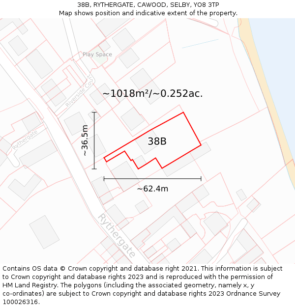 38B, RYTHERGATE, CAWOOD, SELBY, YO8 3TP: Plot and title map