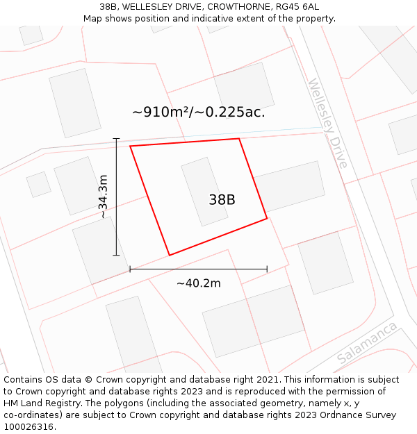 38B, WELLESLEY DRIVE, CROWTHORNE, RG45 6AL: Plot and title map