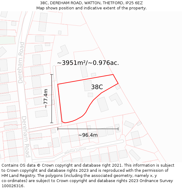 38C, DEREHAM ROAD, WATTON, THETFORD, IP25 6EZ: Plot and title map