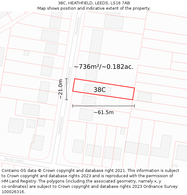 38C, HEATHFIELD, LEEDS, LS16 7AB: Plot and title map