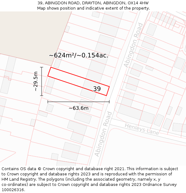 39, ABINGDON ROAD, DRAYTON, ABINGDON, OX14 4HW: Plot and title map