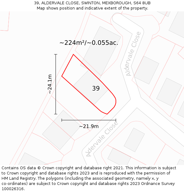 39, ALDERVALE CLOSE, SWINTON, MEXBOROUGH, S64 8UB: Plot and title map
