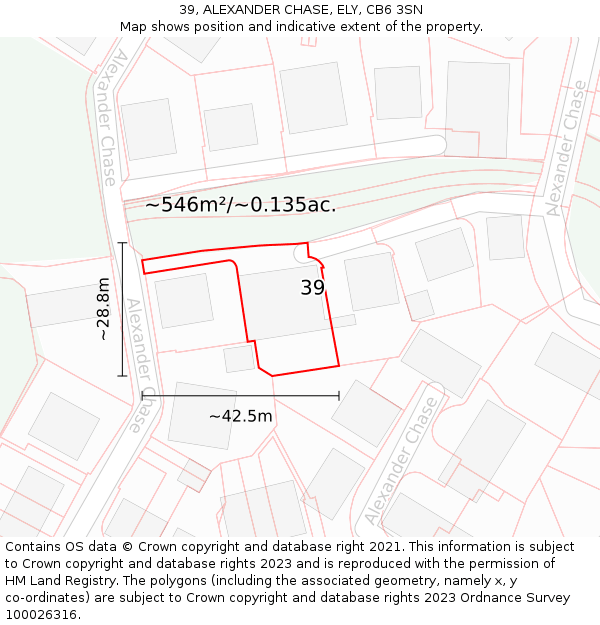 39, ALEXANDER CHASE, ELY, CB6 3SN: Plot and title map