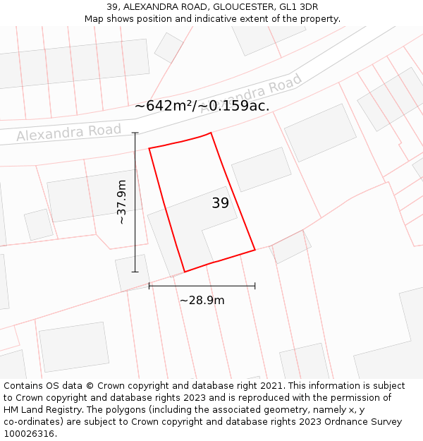39, ALEXANDRA ROAD, GLOUCESTER, GL1 3DR: Plot and title map