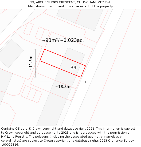 39, ARCHBISHOPS CRESCENT, GILLINGHAM, ME7 2WL: Plot and title map