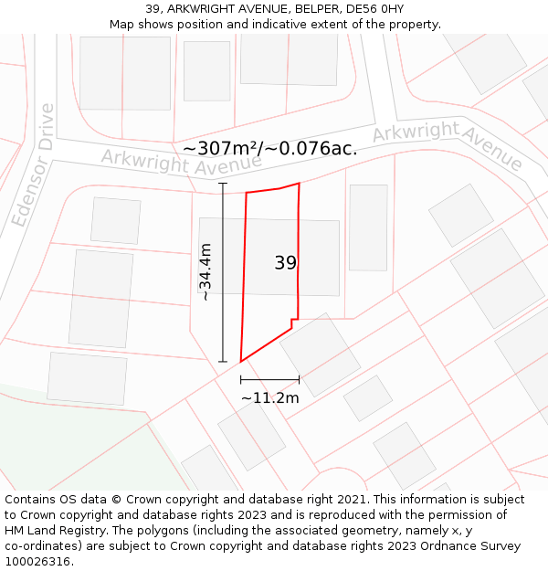 39, ARKWRIGHT AVENUE, BELPER, DE56 0HY: Plot and title map