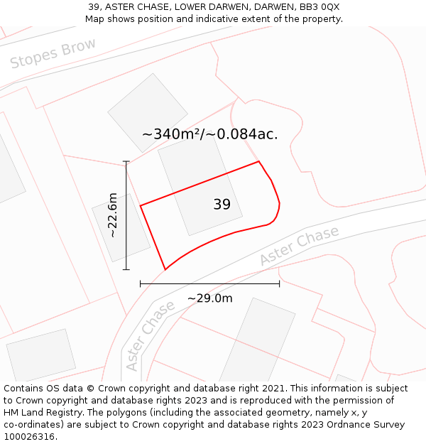39, ASTER CHASE, LOWER DARWEN, DARWEN, BB3 0QX: Plot and title map