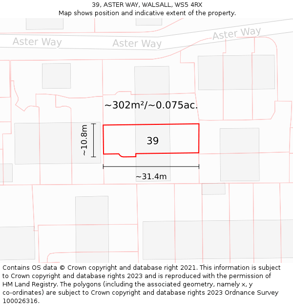 39, ASTER WAY, WALSALL, WS5 4RX: Plot and title map