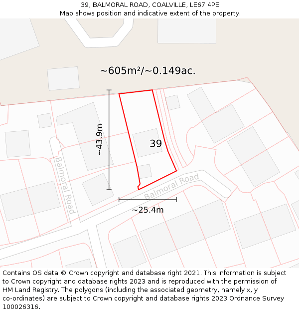 39, BALMORAL ROAD, COALVILLE, LE67 4PE: Plot and title map