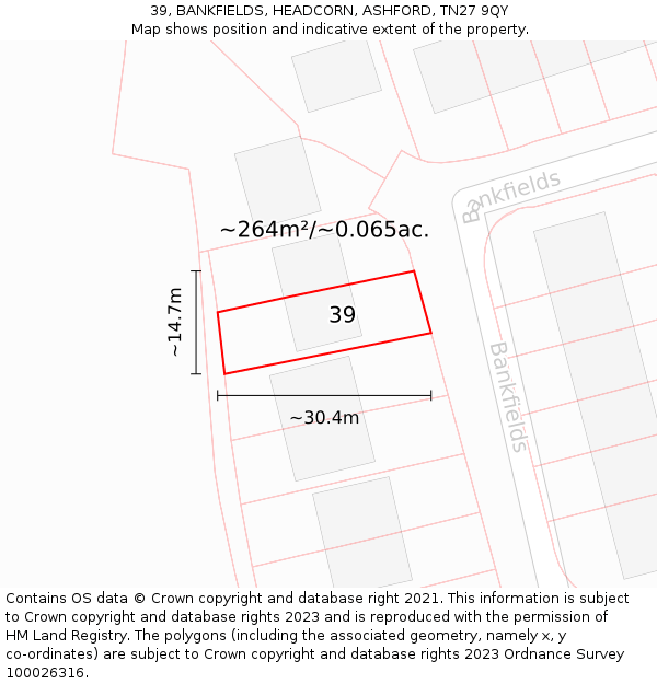39, BANKFIELDS, HEADCORN, ASHFORD, TN27 9QY: Plot and title map