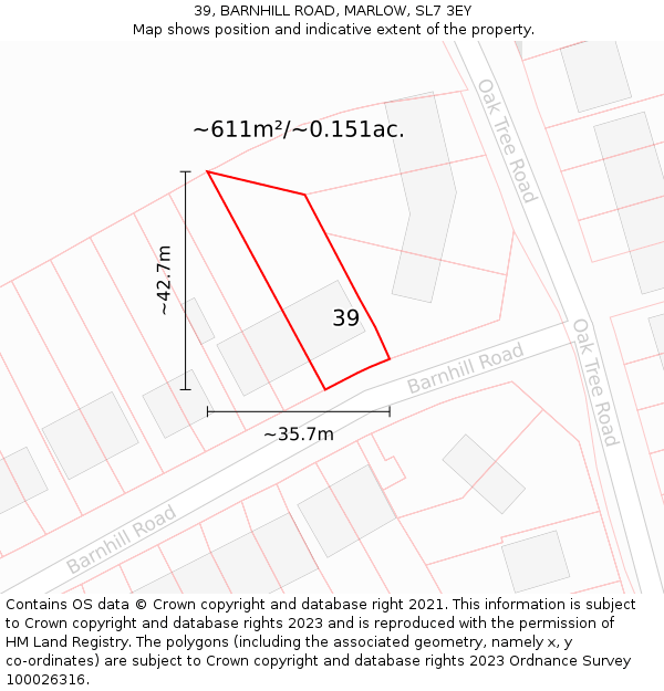 39, BARNHILL ROAD, MARLOW, SL7 3EY: Plot and title map