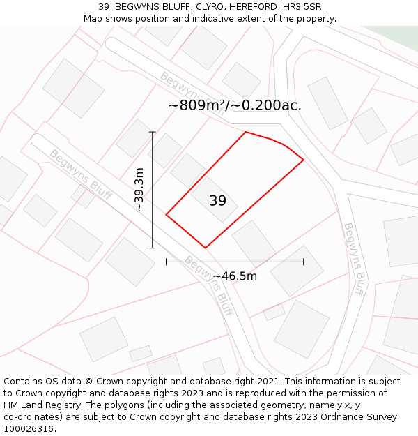 39, BEGWYNS BLUFF, CLYRO, HEREFORD, HR3 5SR: Plot and title map