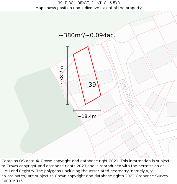 39, BIRCH RIDGE, FLINT, CH6 5YR: Plot and title map