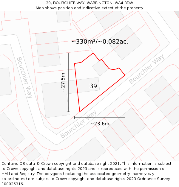 39, BOURCHIER WAY, WARRINGTON, WA4 3DW: Plot and title map